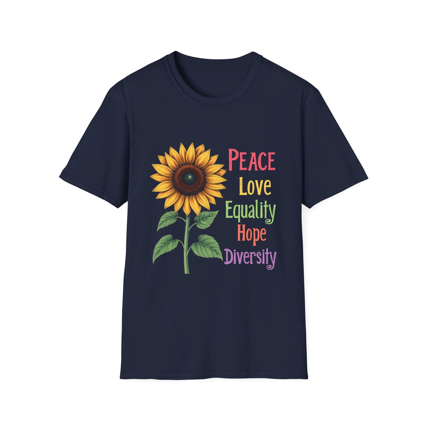 Peace Love Equality Love Diversity Sunflower Graphic T-Shirt