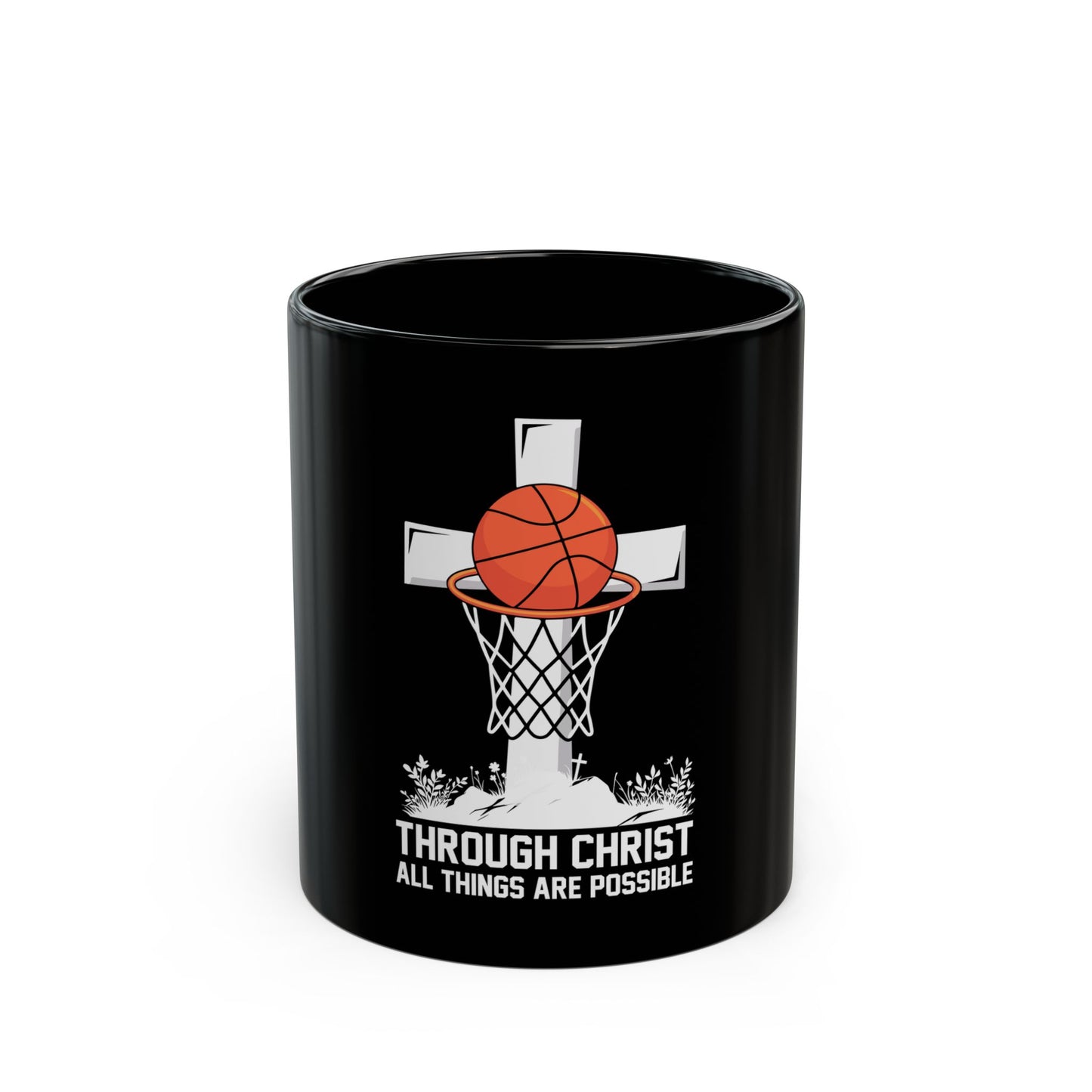 Through Christ All Things Are Possible Basketball Cross Ceramic Mug