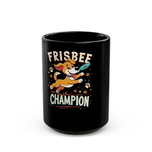 Frisbee Champion Dog Fun Playful Cartoon Ceramic Mug