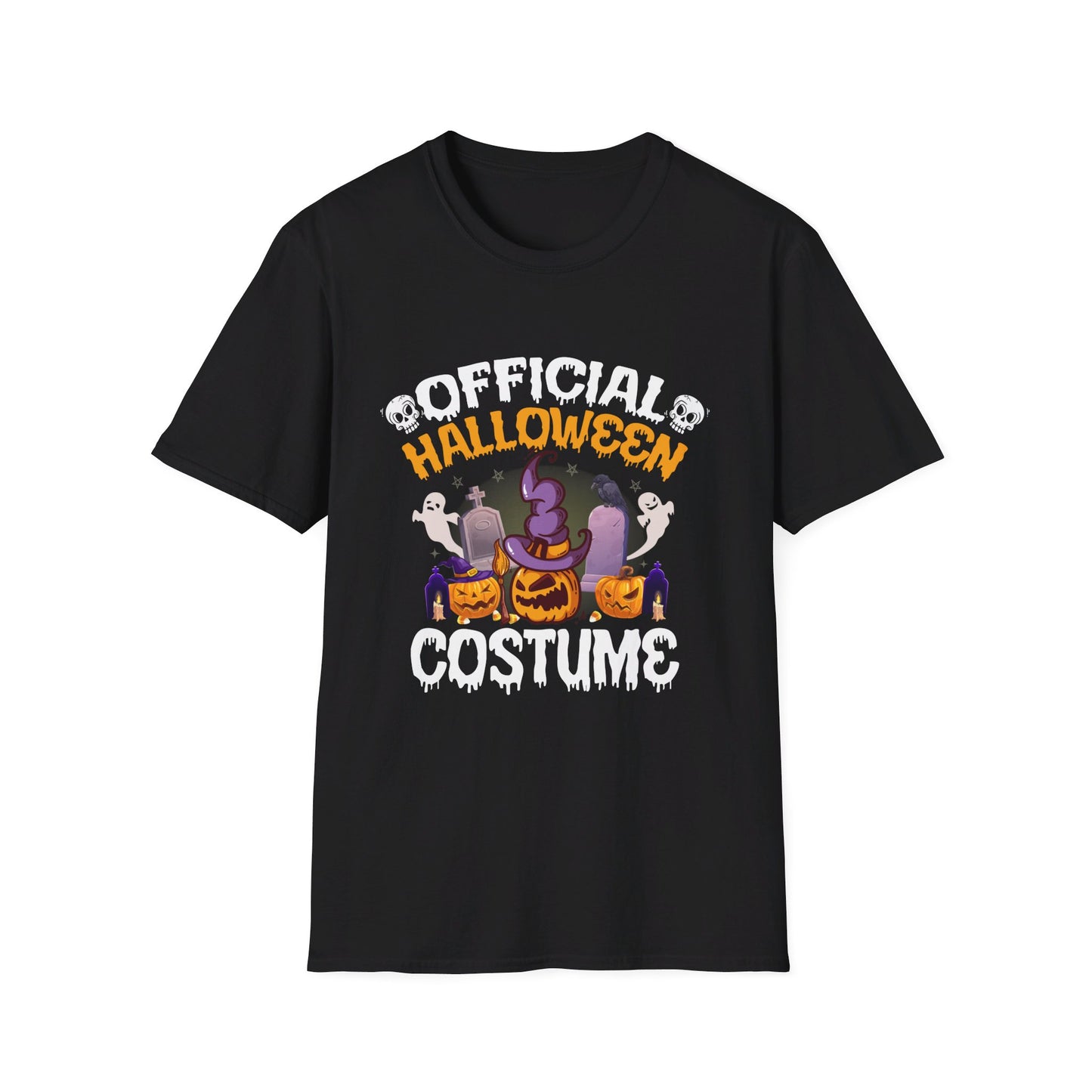 Official Halloween Costume Spooky Pumpkin Witch Hat Tombstones T-Shirt