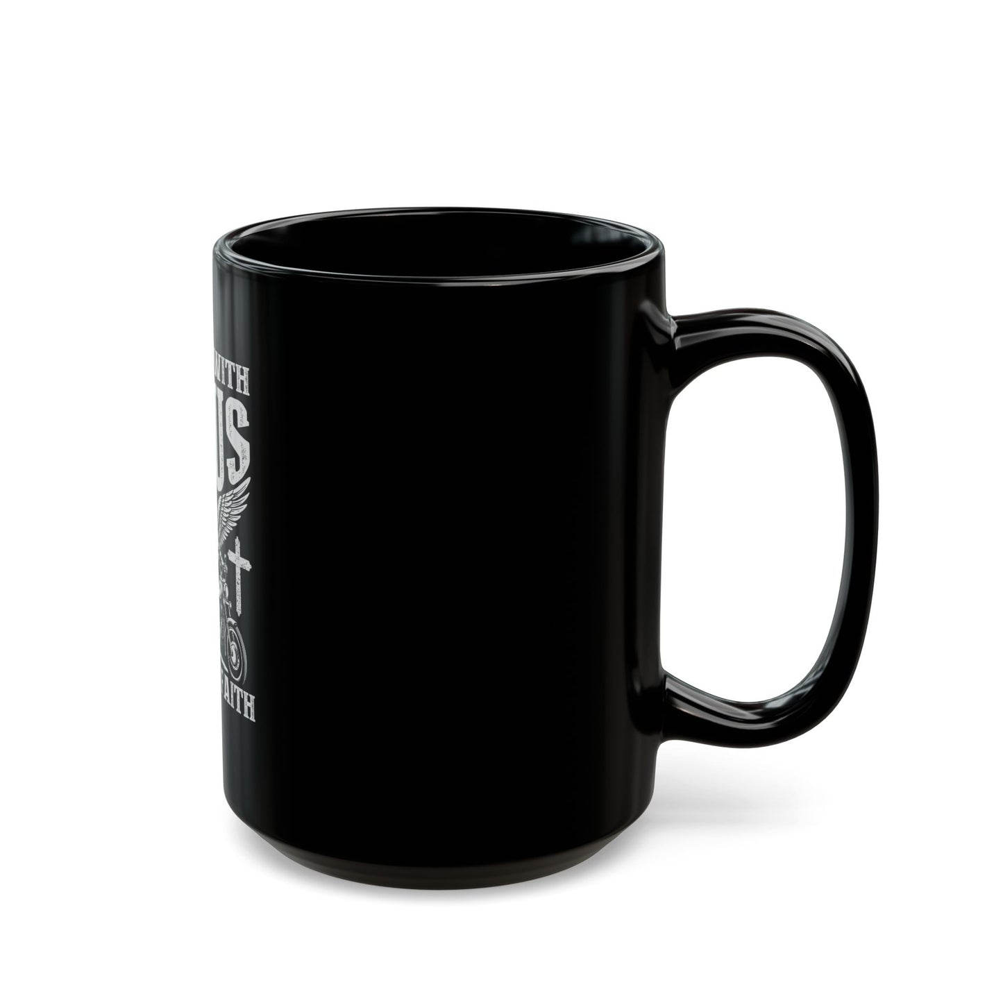 Cruisin' With Jesus Fueled by Faith Motorcycle Ceramic Mug