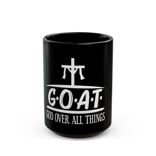 God Over All Things Faithful Expression with Cross Symbol Ceramic Mug