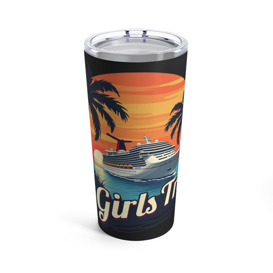 Girls Trip Tropical Sunset Cruise Adventure with Palm Trees Tumbler