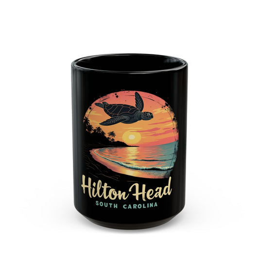 Hilton Head South Carolina Sunset Beach Turtle Ceramic Mug