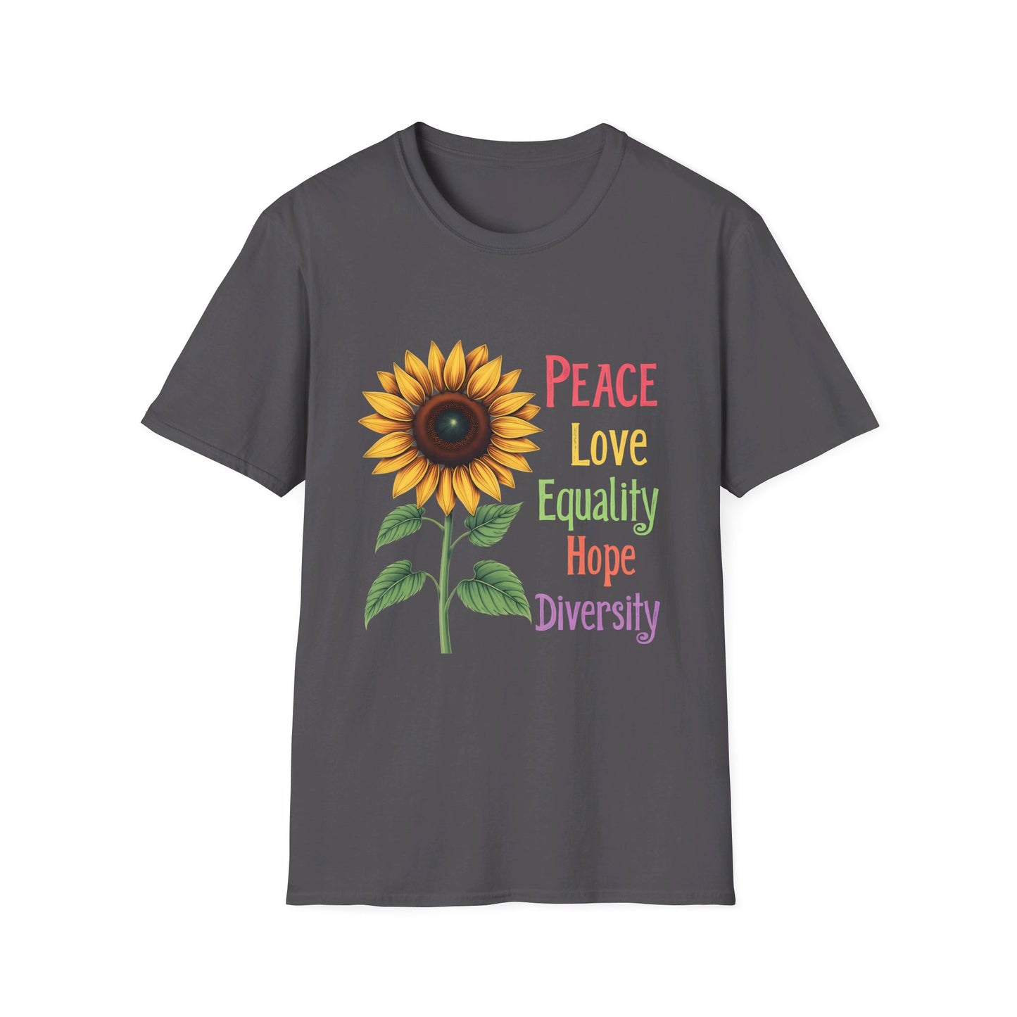 Peace Love Equality Love Diversity Sunflower Graphic T-Shirt