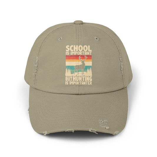 School Is Important But Hunting Is Importanter Deer Silhouette Cap