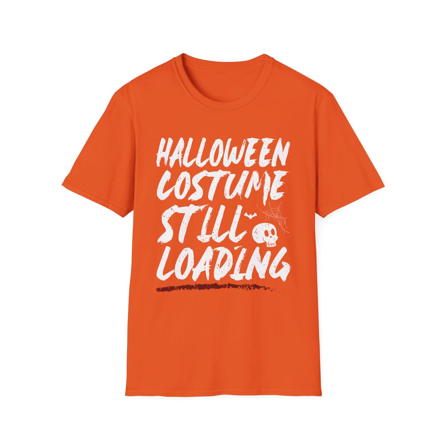 Halloween Costume Still Loading Funny Skull Spider Web Bat Design T-Shirt