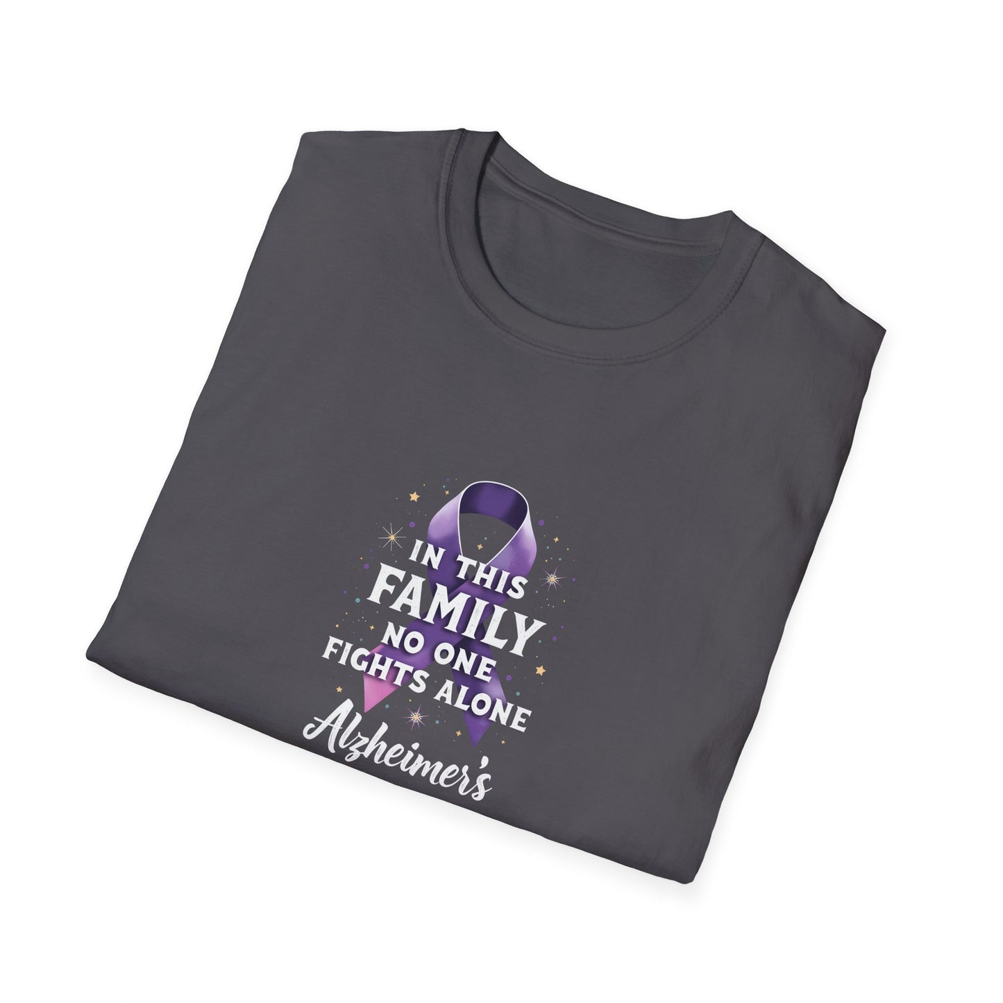 In This Family No One Fights Alone Alzheimer's Awareness T-Shirt