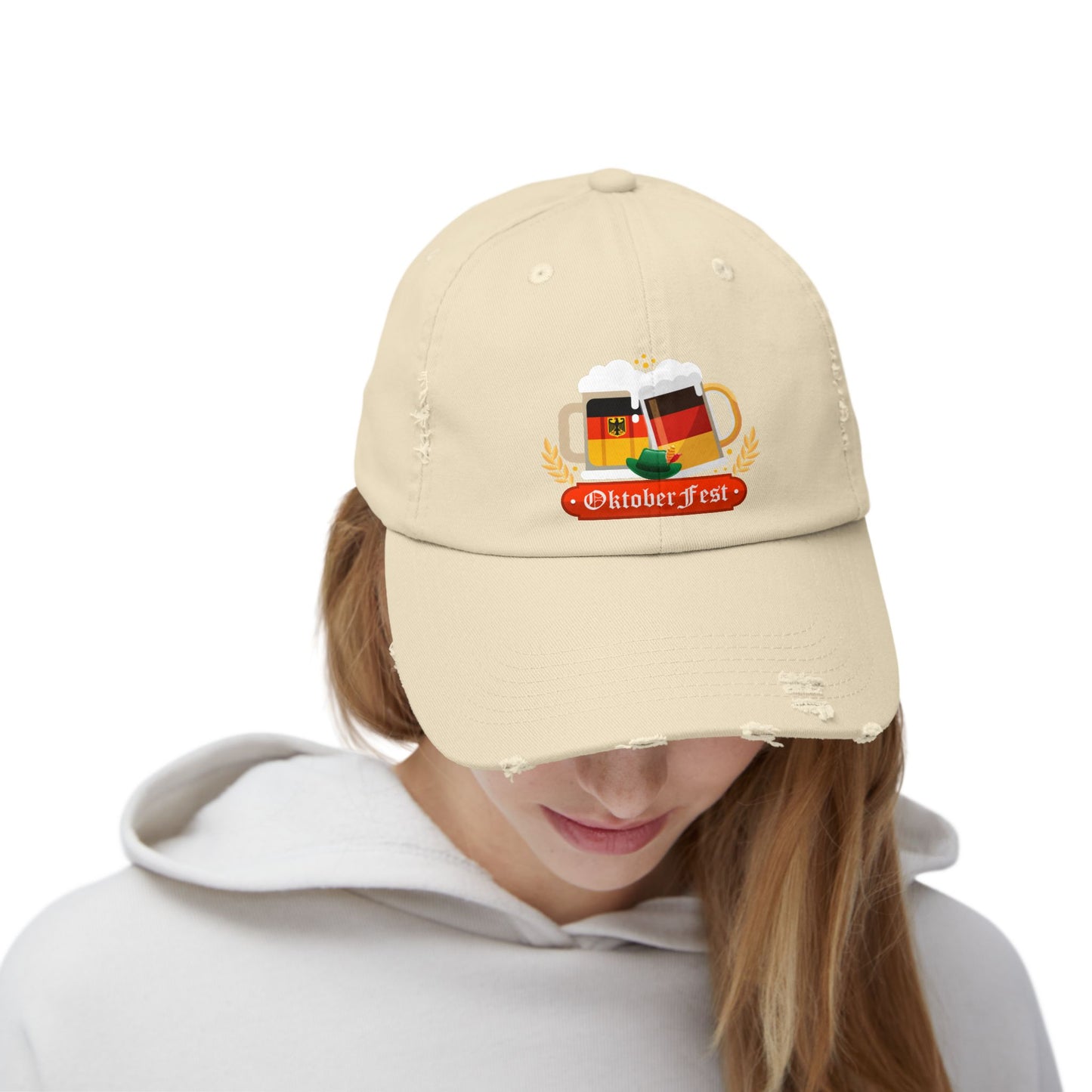 Oktoberfest Celebration with German Beer Mugs and Flags Cap