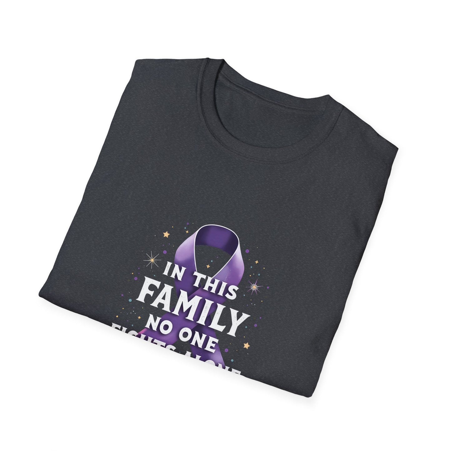 In This Family No One Fights Alone Alzheimer's Awareness T-Shirt