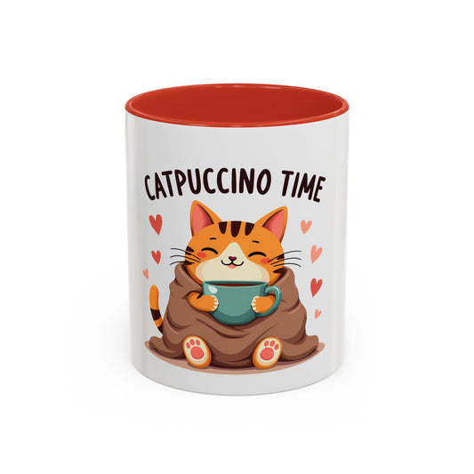 Catpuccino Time (Cat & Capuccino Fans) Coffee Accent Mug