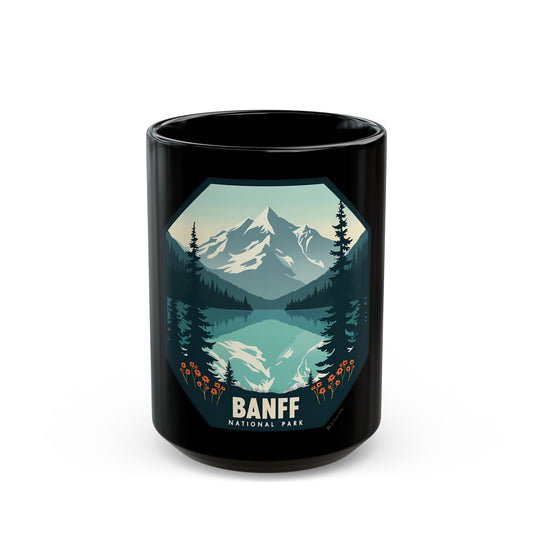 Banff National Park Scenic Mountain Landscape with Lake Reflection Ceramic Mug