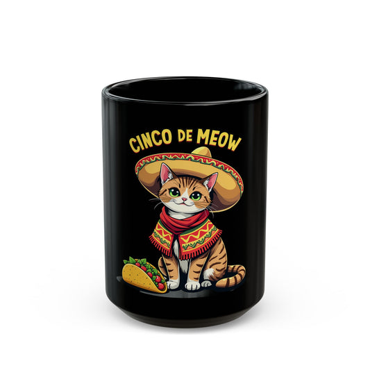 Cinco De Meow Festive Cat Celebration with Sombrero and Taco Ceramic Mug