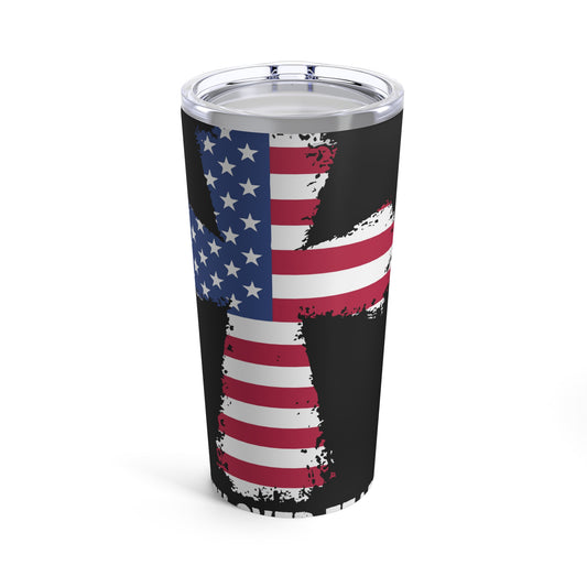 Faith Over Fear American Cross Flag Design Tumbler