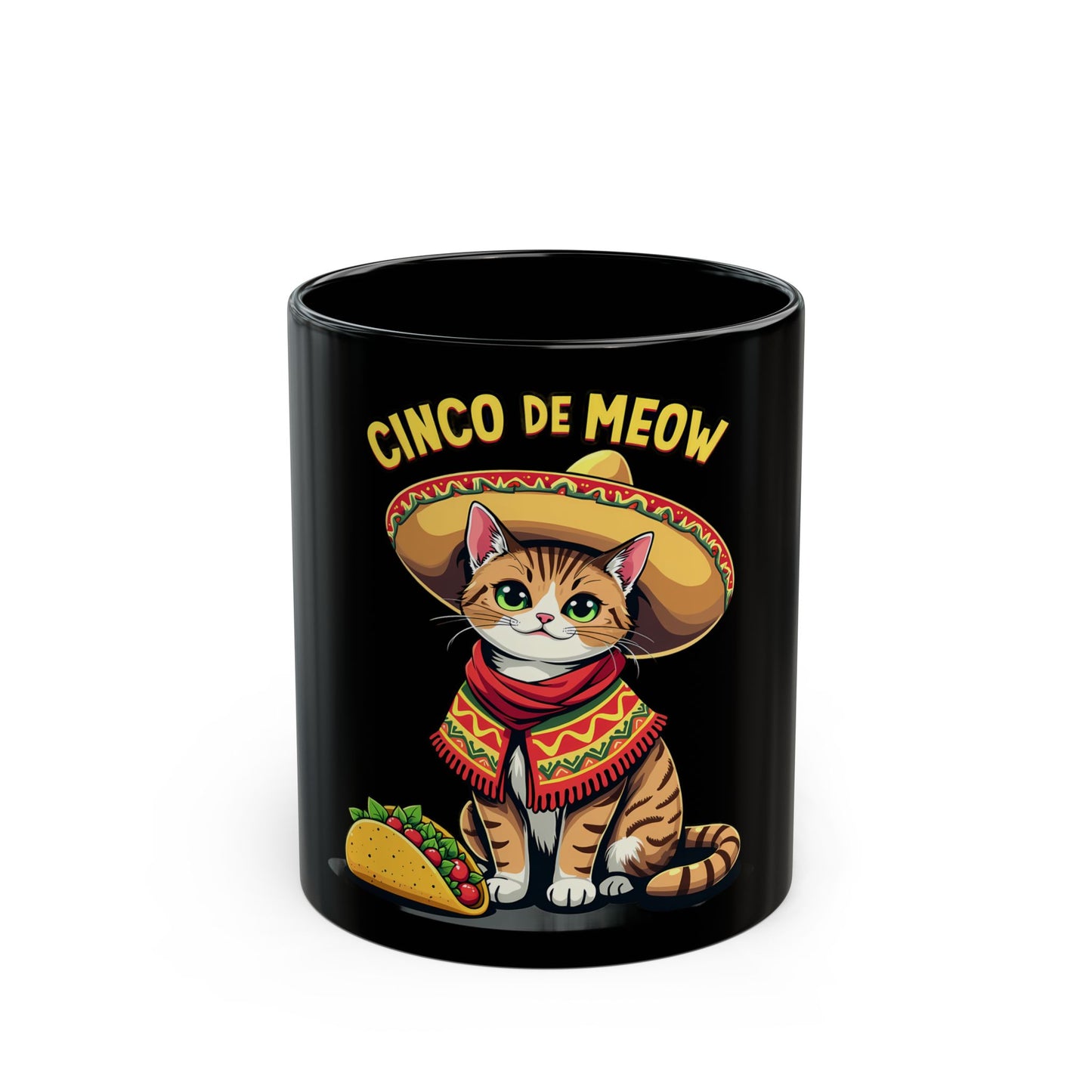 Cinco De Meow Festive Cat Celebration with Sombrero and Taco Ceramic Mug