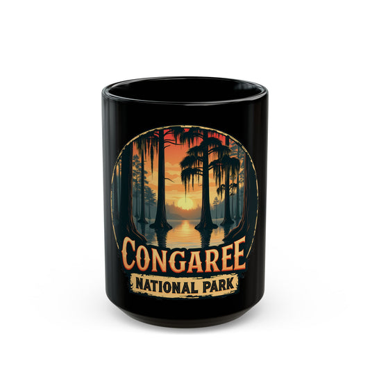 Congaree National Park Sunset Scene with Trees and River Ceramic Mug