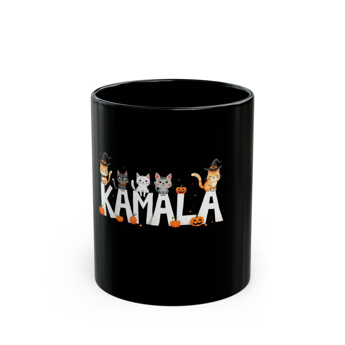 Kamala Halloween Cats With Pumpkins Ceramic Mug