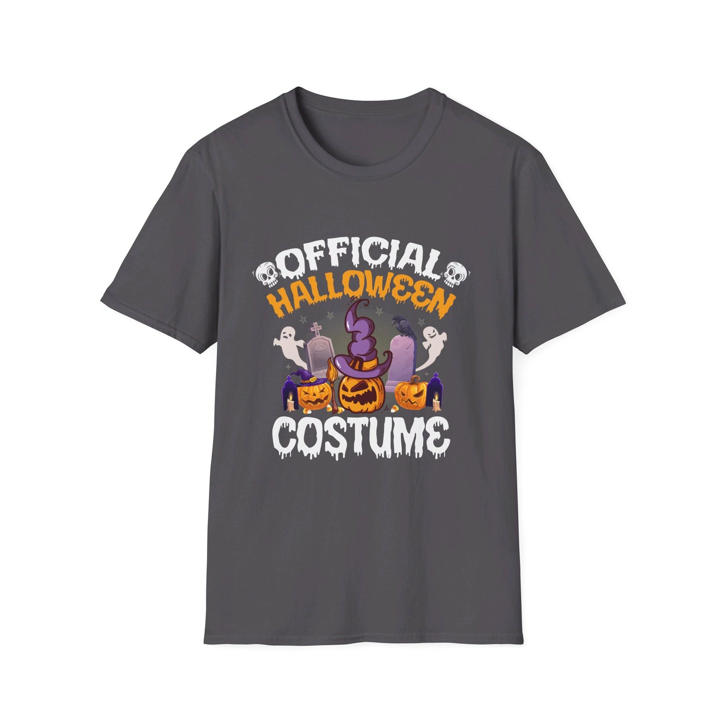 Official Halloween Costume Spooky Pumpkin Witch Hat Tombstones T-Shirt