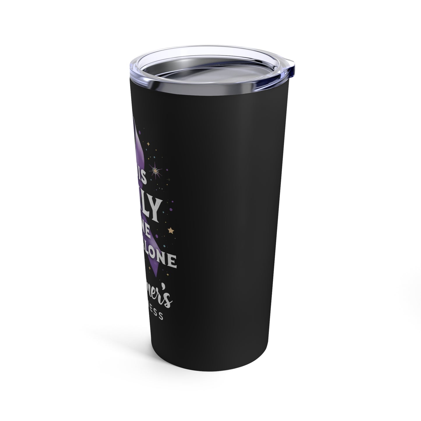 In This Family No One Fights Alone Alzheimer's Awareness Tumbler