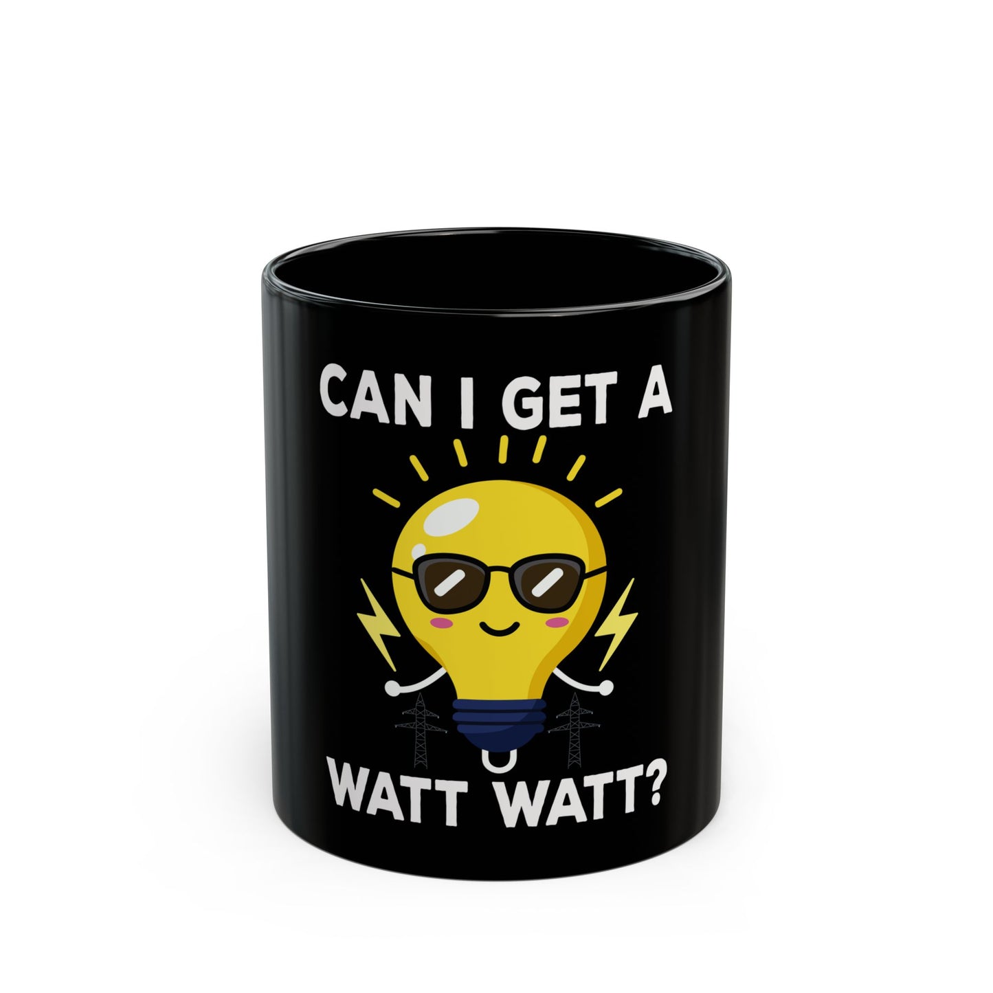 Can I Get A Watt Watt Light Bulb With Sunglasses Fun Design Ceramic Mug