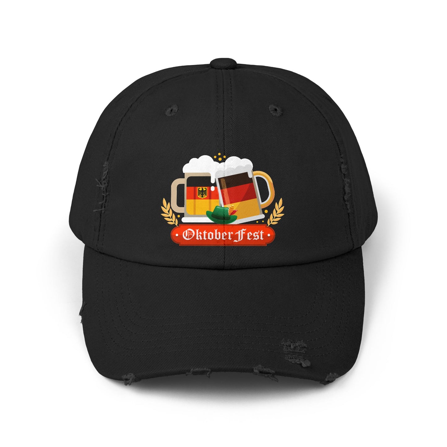 Oktoberfest Celebration with German Beer Mugs and Flags Cap