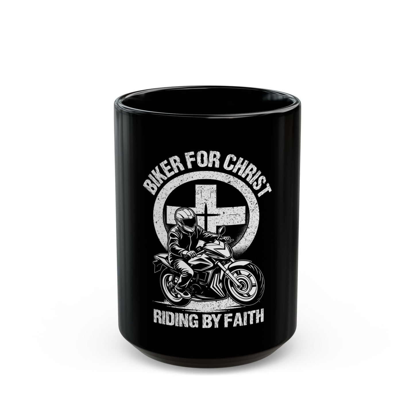 Biker for Christ Riding by Faith Motorcycle Cross Ceramic Mug