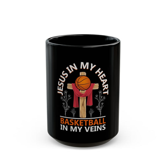 Jesus In My Heart Basketball In My Veins Inspiration Ceramic Mug