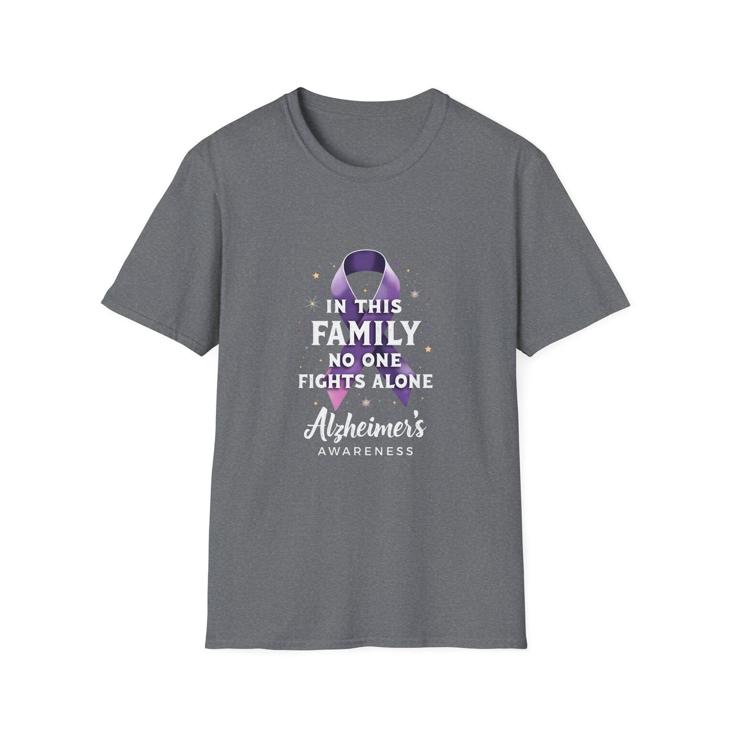 In This Family No One Fights Alone Alzheimer's Awareness T-Shirt