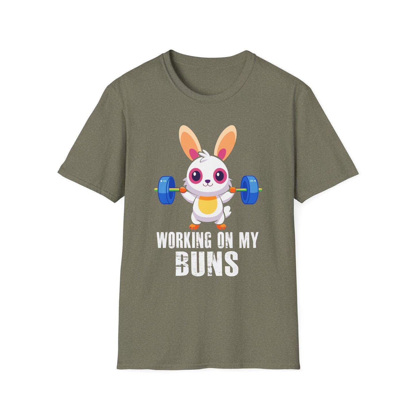 Working On My Buns Cute Workout Bunny Motivational Gym T-Shirt