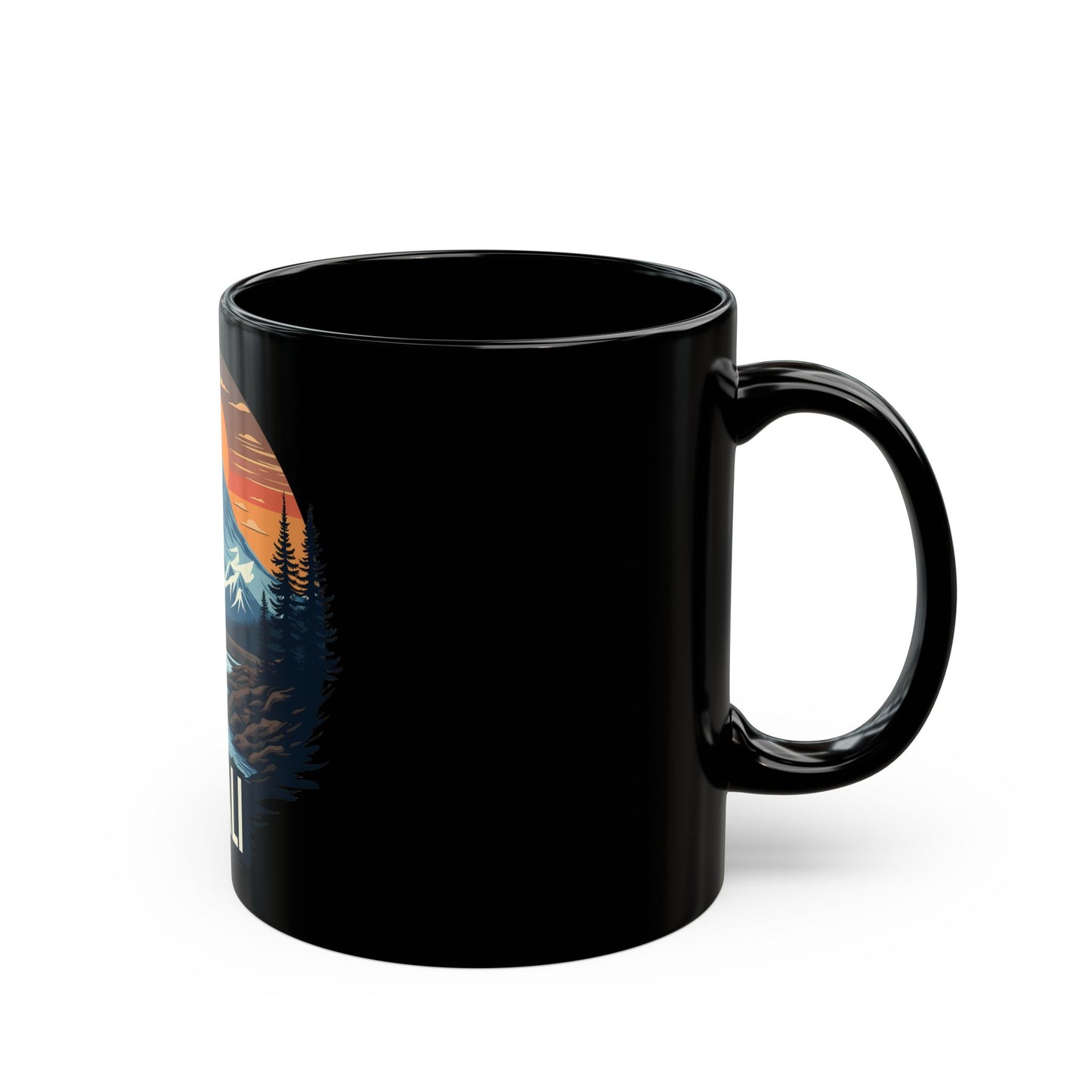 Mount Denali Scenic Landscape with Sunset and River Ceramic Mug