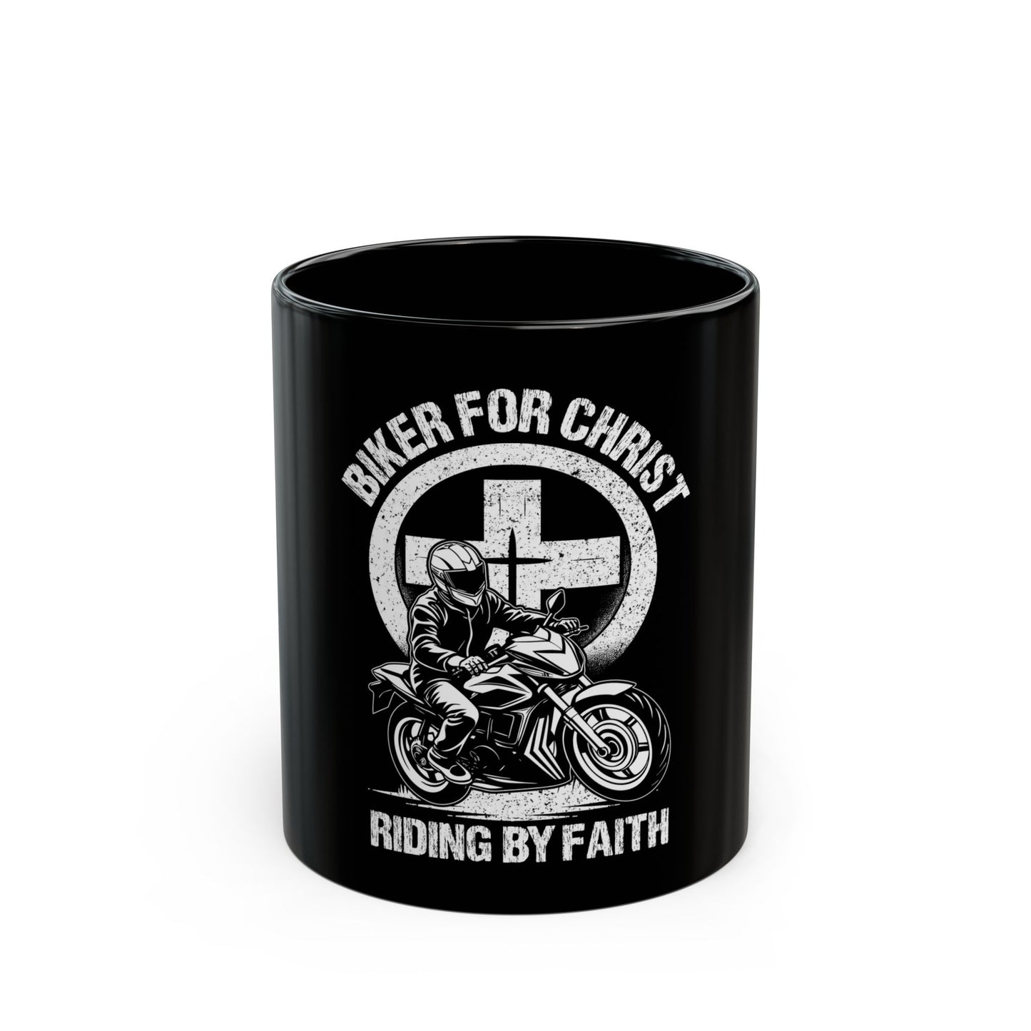 Biker for Christ Riding by Faith Motorcycle Cross Ceramic Mug