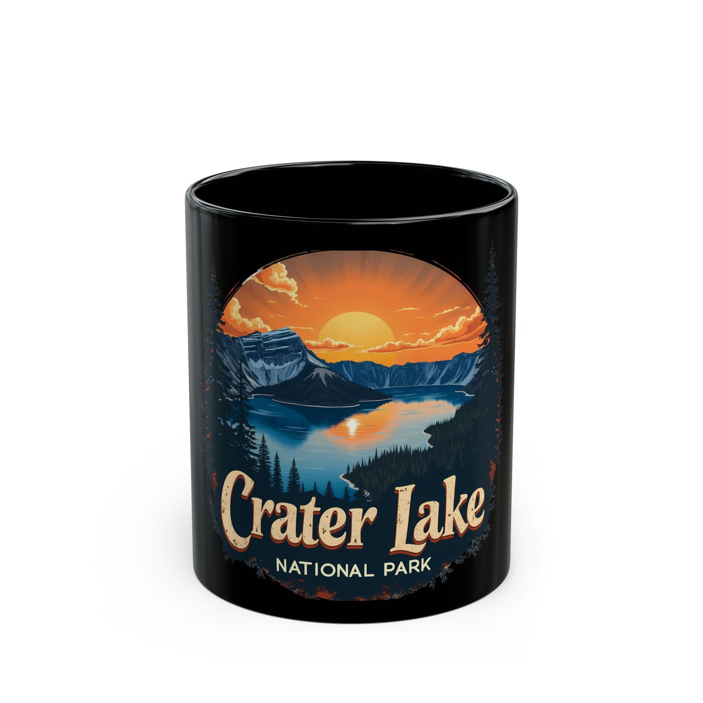 Crater Lake National Park Sunset Landscape with Mountains and Forest Ceramic Mug