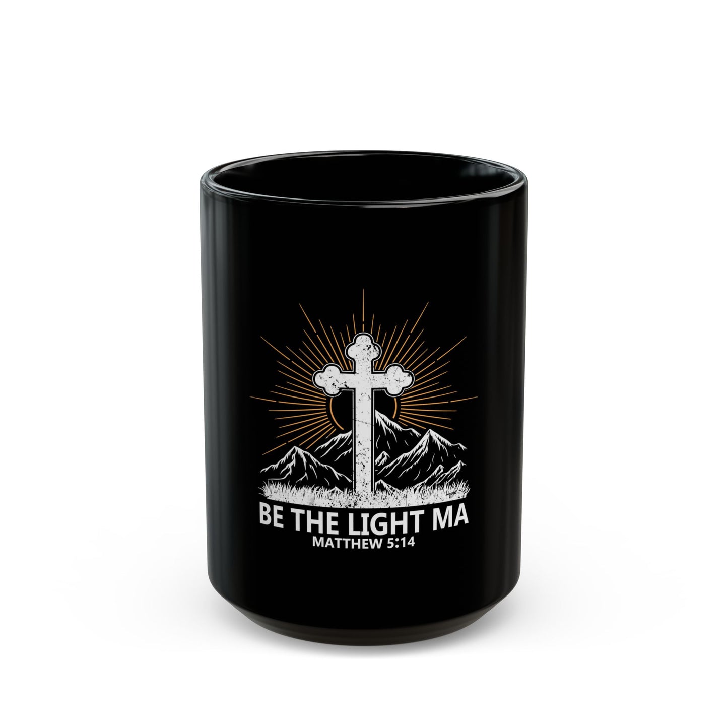 Be The Light Ma Matthew 5:14 Cross and Mountain Ceramic Mug