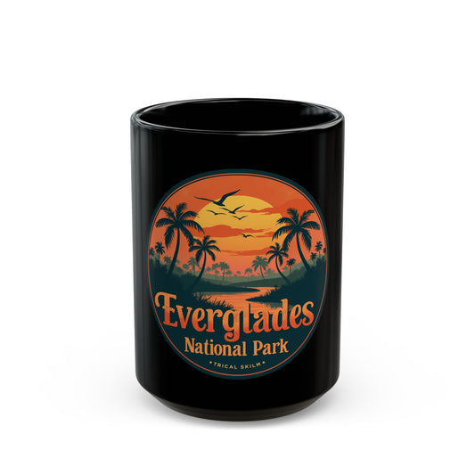 Everglades National Park Sunset Scene with Palm Trees and Birds Ceramic Mug