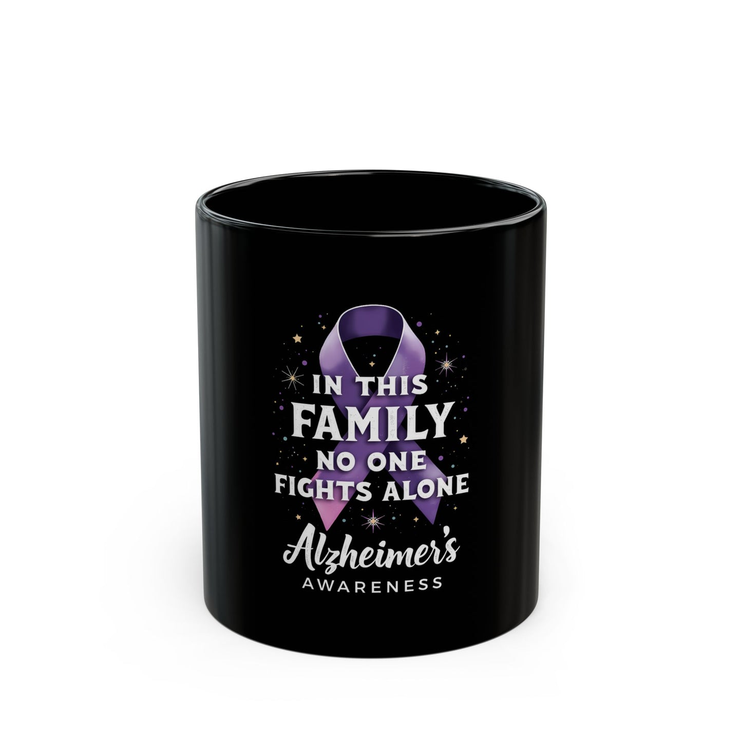 In This Family No One Fights Alone Alzheimer's Awareness Ceramic Mug