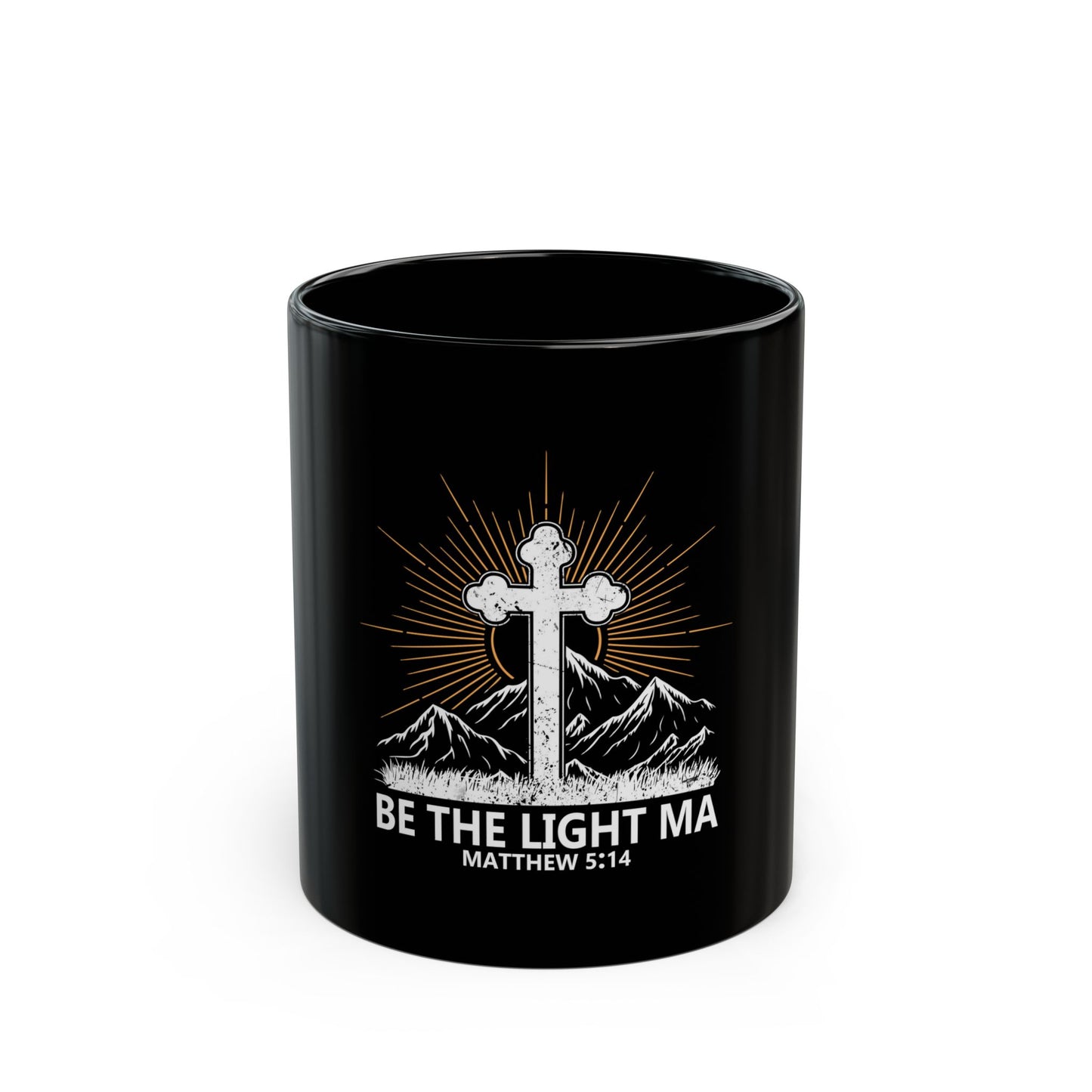 Be The Light Ma Matthew 5:14 Cross and Mountain Ceramic Mug