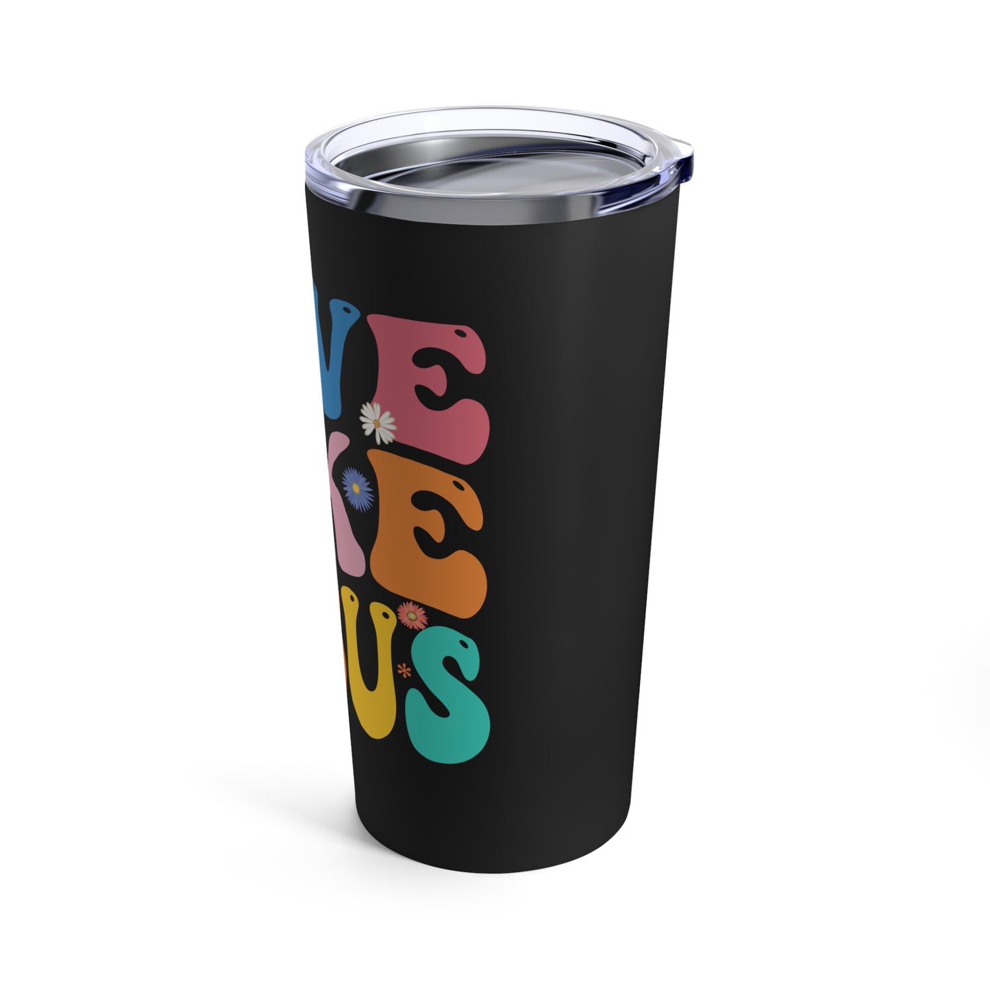 Love Like Jesus Inspirational Message with Cross and Flowers Tumbler