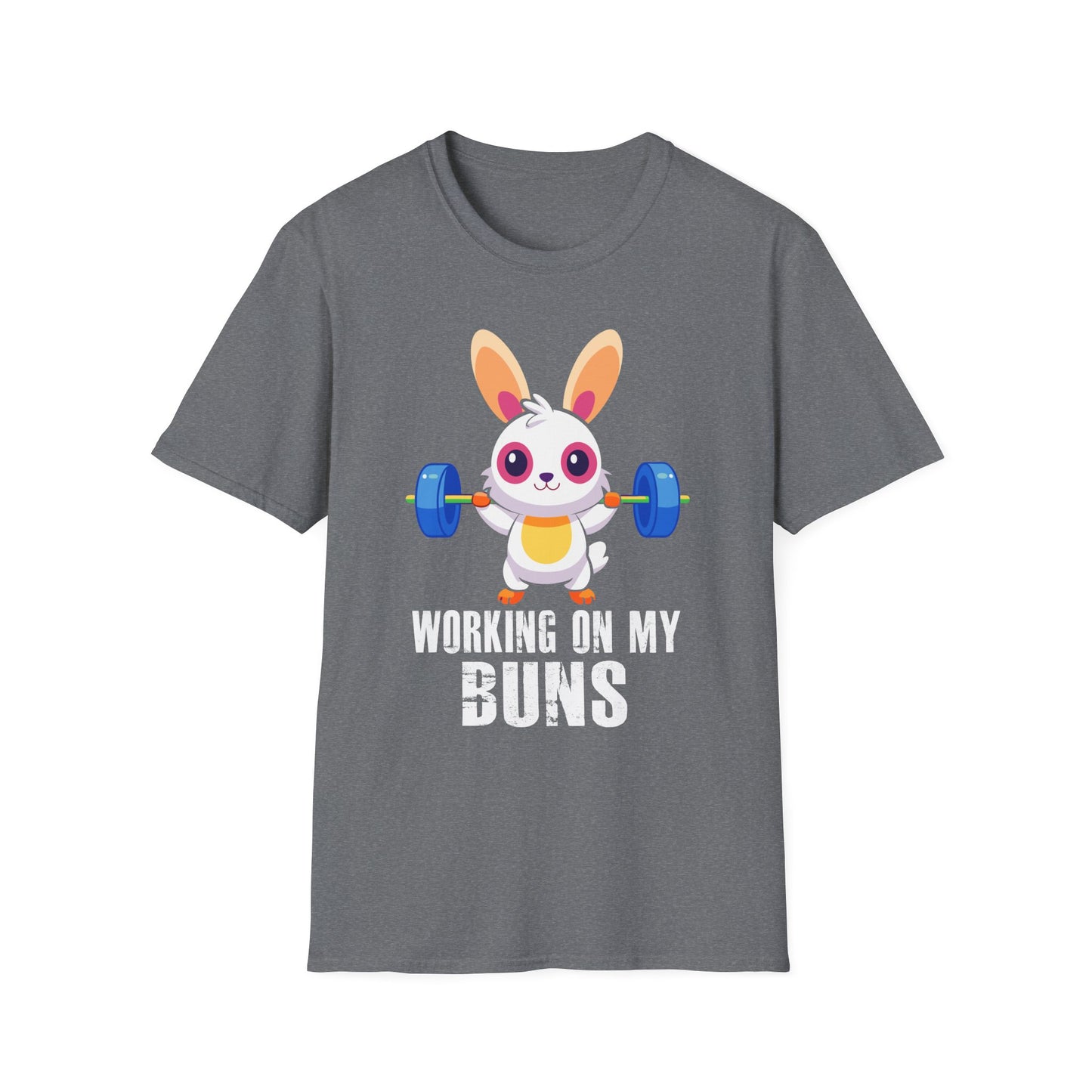 Working On My Buns Cute Workout Bunny Motivational Gym T-Shirt