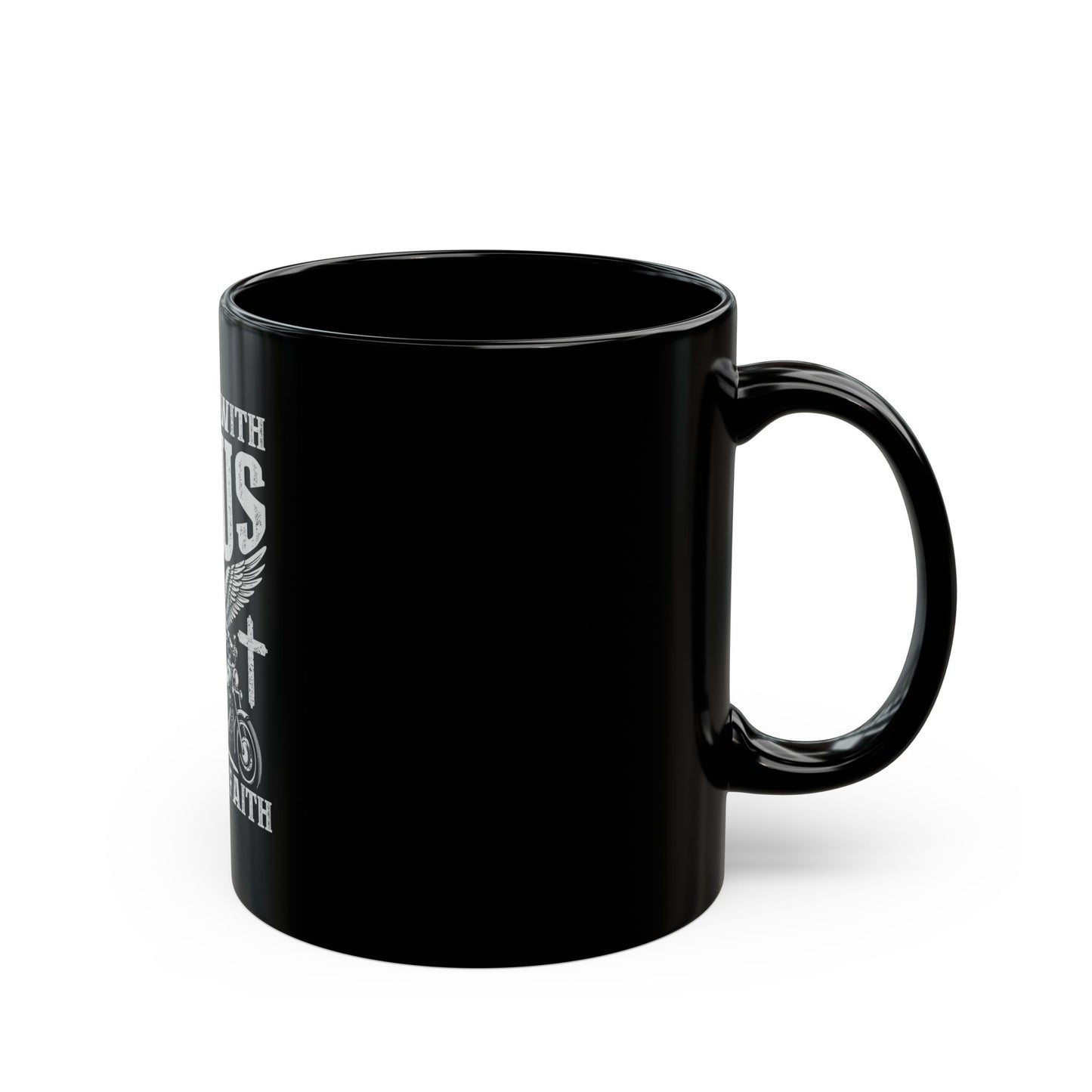 Cruisin' With Jesus Fueled by Faith Motorcycle Ceramic Mug