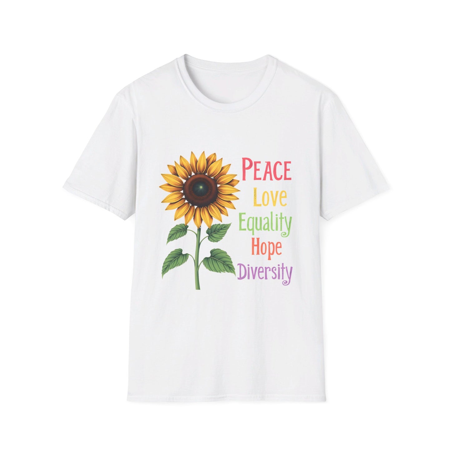 Peace Love Equality Love Diversity Sunflower Graphic T-Shirt