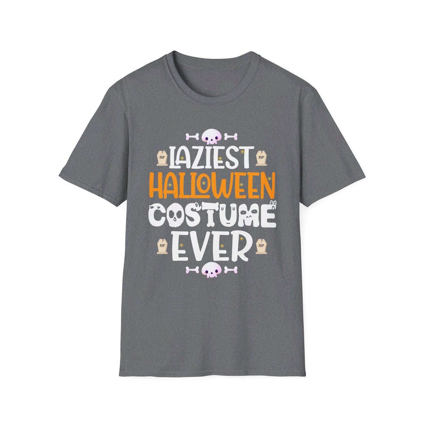 Laziest Halloween Costume Ever - Funny Halloween Quote with Skulls and Tombstones T-Shirt