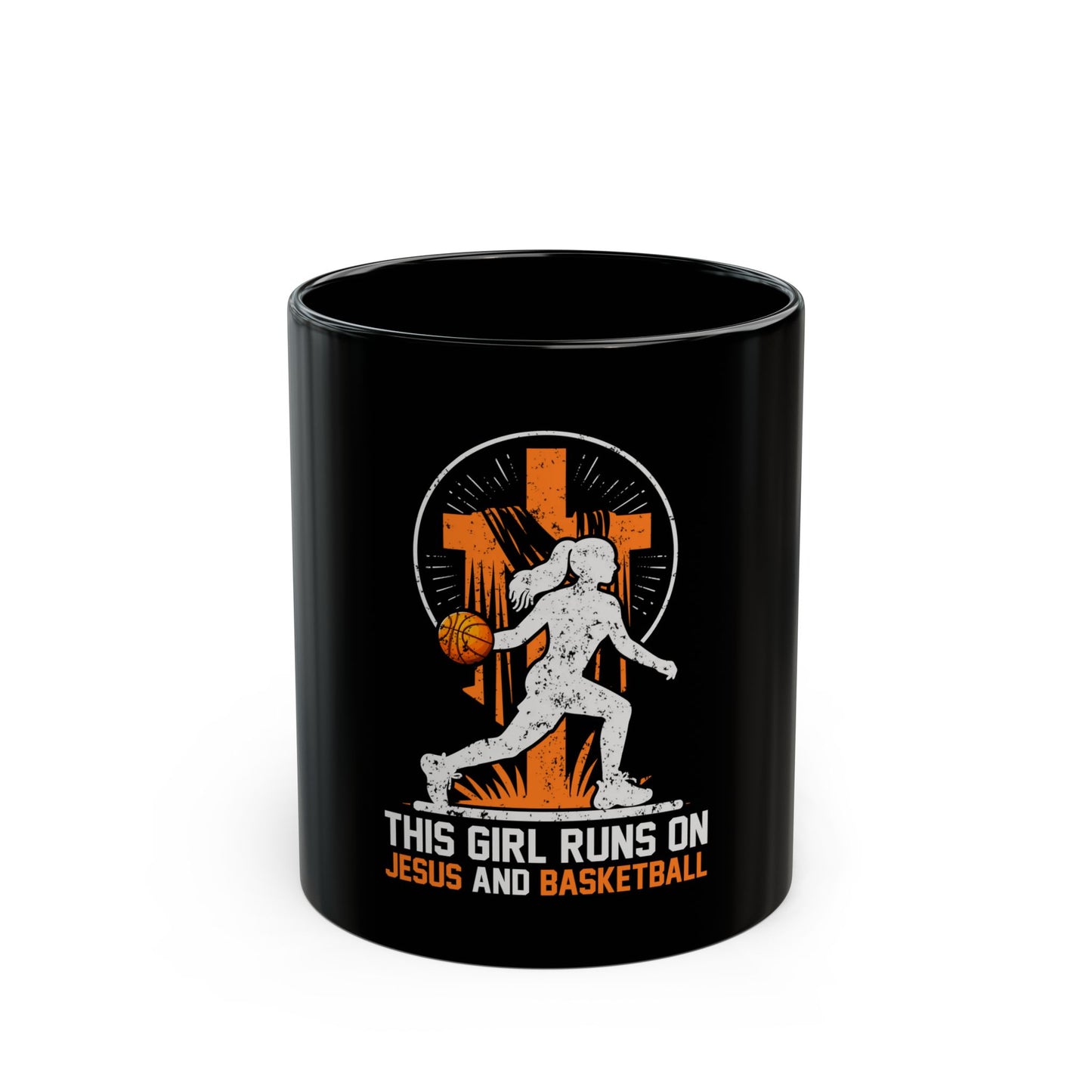 This Girl Runs on Jesus and Basketball Faith Sports Ceramic Mug