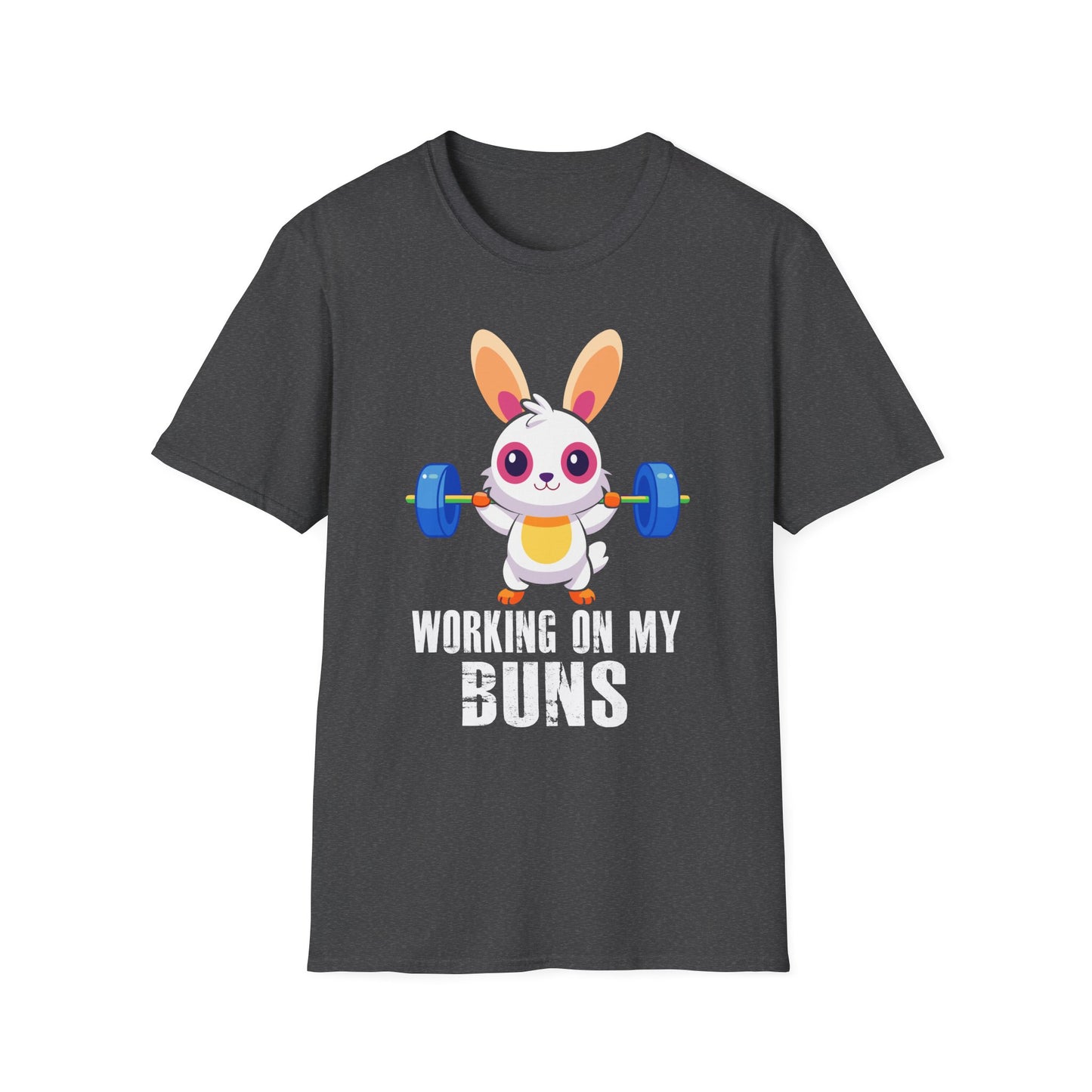 Working On My Buns Cute Workout Bunny Motivational Gym T-Shirt