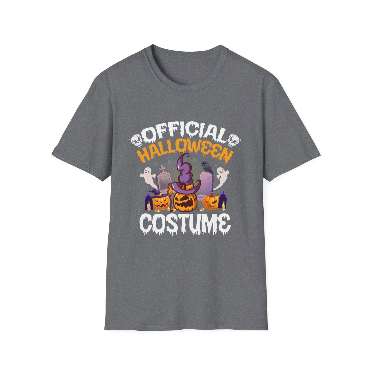 Official Halloween Costume Spooky Pumpkin Witch Hat Tombstones T-Shirt