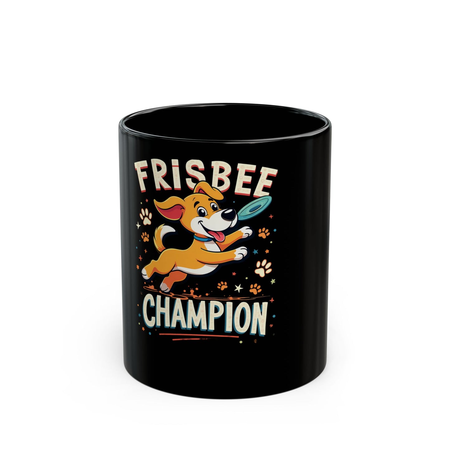 Frisbee Champion Dog Fun Playful Cartoon Ceramic Mug